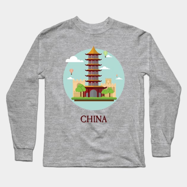 China Peoples Republic PRC Beijing Tourist Travellers Edition Long Sleeve T-Shirt by PatrioTEEism